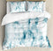 Ambesonne Apartment Decor Duvet Cover Set, Fluffy Cloud Skyline Like Marble Motif with Grunge Features Art Image, 3 Piece Bedding Set with Pillow Shams, Queen/Full, Turquoise