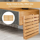 Costway Bamboo Bath Mat Foldable Shower Mat w/Non-Slip Pads & Slatted Design