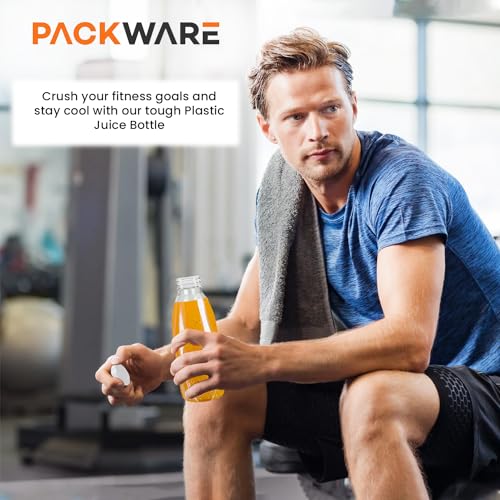 Packware Juice Plastic Bottles - Reusable Drink Containers with White Lids - Reusable & Leak-Proof Juice Bottles, Great for Storing Homemade Juices Water Smoothies & Much More - 10 Pack(300ml)