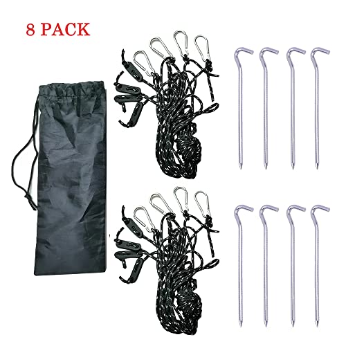 4 Pack Replacement 6.5ft Tethers and Aluminum Metal Stakes Tie Down Rope Strings for Camping Tent Christmas Blow Up Inflatable Outdoor Holiday Yard Garden Xmas Decoration