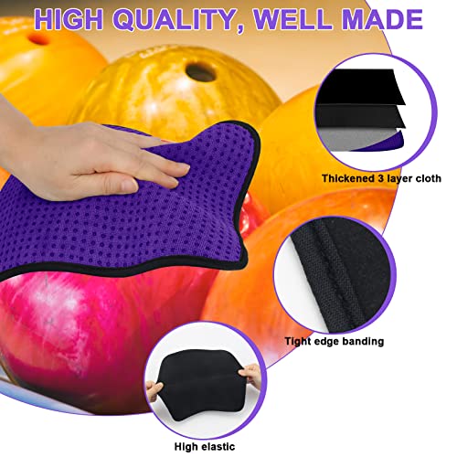 AngleKai Microfiber Bowling Ball Towels 3 Pack, 10" x 8" Bowling Towel Shammy Pad with Easy-Grip Dots Purple Bowling Cleaner Towel Non-Slip Microfiber Bowling Pad Bowling Accessories