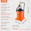 VEVOR Grease Pump, 20L Capacity, Air Operated Grease Pump with 3.88 m High Pressure Hose and Grease Gun, Pneumatic Grease Bucket Pump with Wheels, Portable Lubrication Grease Pump 50:1 Pressure Ratio