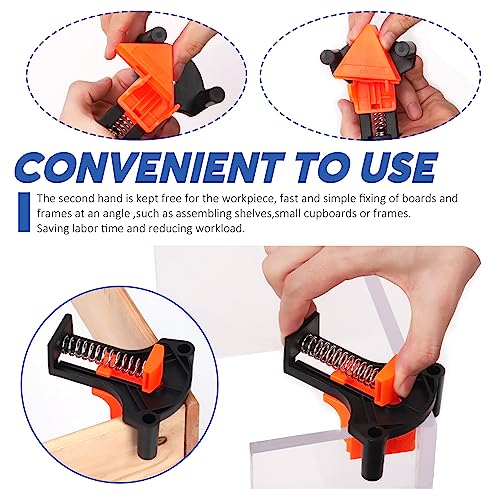 Glarks 12Pcs 90 Degree Corner Clamps Set, Heavy Duty Woodworking Right Angle Clamps Adjustable Spring Loaded Fixing Clip Clamp Tool with Single Handle for Drilling Welding Frame Cabinet