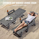 VEVOR Chaise Lounge Chair, 204 kg Weight Capacity, Adjustable Patio Lounge Chair for Outdoor with 6 Positions Backrest, HDPE Lounge Chair with Cup Holder for Pool Poolside Deck Backyard Lawn, Gray