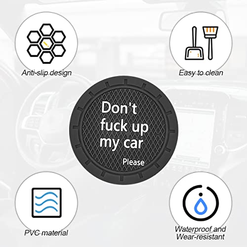 8sanlione Cup Holder Coasters, 2.75 Inch Non-Slip PVC Insert Coaster, Anti-Scratch Auto Cup Mats for Women Men, Vehicle Interior Accessories Universal for Car, SUV, Truck (D Black/2PCS), 2 Pack