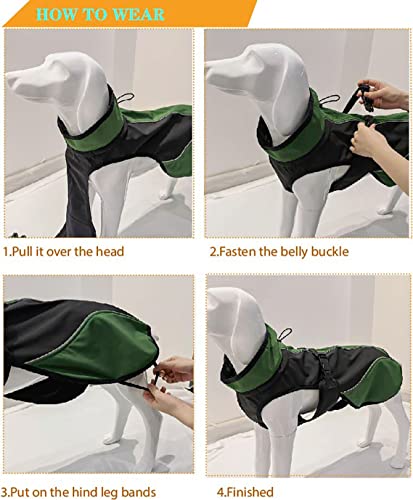 Dog Soft Shell Fleece Jacket,Windproof and Slightly Waterproof Snowsuit for Outdoor.Keep Warm Small &Medium &Large Dogs, Outer material: green & black Inner black, Small/30-40CM Back Length