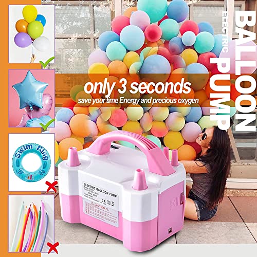 Electric Air Balloon Pump, Portable Dual Nozzle Electric Balloon Inflator/Blower for Party Decoration,Used to Quickly Fill Balloons Pink