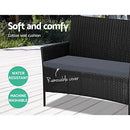 Gardeon 4 Seater Outdoor Sofa Set Wicker Setting Table Chair Furniture Black