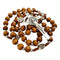 TALISMAN4U Olive Wood Rosary Beads Catholic Necklace St Saint Benedict Medal Crucifix Jerusalem Cross Gift Box, Wood