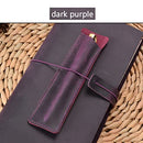 Leather Pencil Case Handmade Pens Holder Bevel Crazy Horse Pen Protective Sleeve Cover, Black