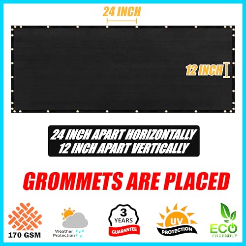 ShadeMart 4' x 50' Black Fence Privacy Screen Windscreen Shade Fabric Cloth HDPE, 90% Visibility Blockage, with Grommets, Heavy Duty Commercial Grade, Cable Zip Ties Included (We Customize Size)