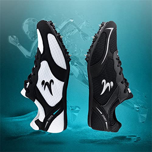 ZHENSI Track and Field Shoes Kids Adult Sprint Spikes Shoes Mesh Lightweight Buffer Unisex,Black,9.5