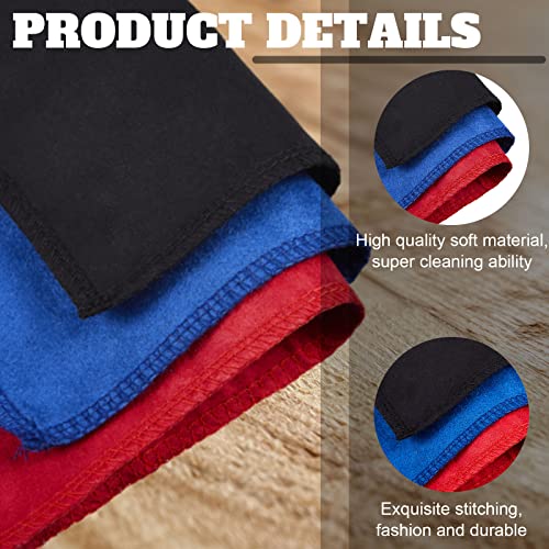 3 Pcs Bowling Ball Shammy Towel Dual Sides Leather Bowling Towel Bowling Ball Towel Bowling Accessories Cleaning Pad for Bowling Ball (Royal Blue Red and Black,12 x 10 Inches)