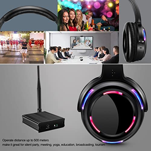 10pcs Bundle Wireless Silent Disco LED Flashing Light Headphones with 1 Transmitter 500m Distance