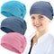 Geyoga 3 Pieces Bouffant Caps with Buttons Unisex Stretchy Headband Turban with Buttons for Women (Lake Blue, Deep Pink, Blue)