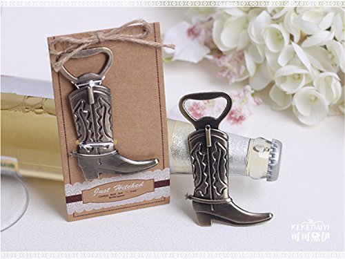 "Just Hitched" Cowboy Boot Bottle Opener with Exquisite Packaging, 12 Pcs Boot Bottle Opener Beer Accessories Metal Stainless Steel Bottle Opener, Best Groomsman Gift (Style 7)