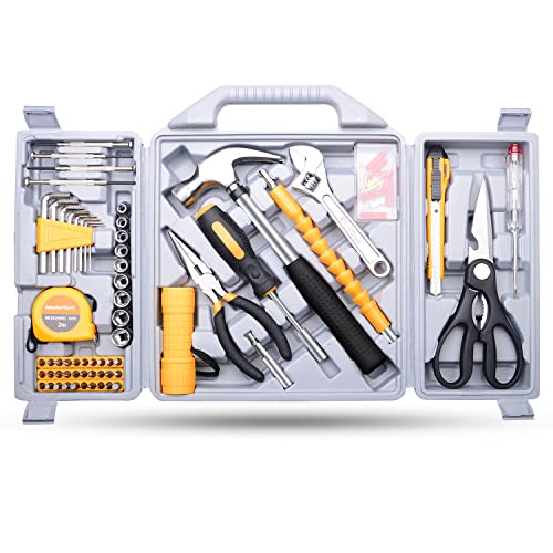 100PCs Household Hand Tool Set Utility Kit Hammer Plier Scissor Knife Screwdriver