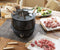 Bestron Electric Fondue Set for up to 8 People, with 8 x Fondue Forks and Continuous Thermostat, Includes Splash Guard, Colour: Black/Wood