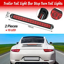 2 Pieces 10 Inch 15 LED Trailer Tail Light Bar Stop Turn Tail Lights Assembly Third Brake Strip 9 to 30-volt Trailer Identification Light for Marine Boats Trucks Pickups (Red Cover)