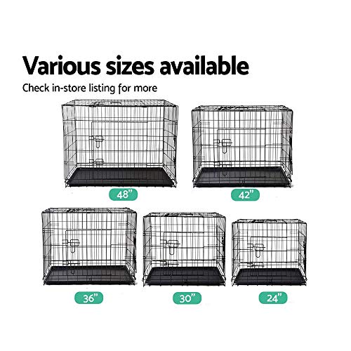 i.Pet Dog Crate Cage 42" Pet Kennel Crates Puppy Cat Fence House Outdoor Indoor Portable Carrier, Metal Wire with Triple Doors Lockable Foldable with Removable Tray and Handle