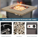 Propane Fire Pit Table, Outdoor Gas Fire Pits Clearance, 30 Inch 50,000 BTU with Tabletop, Lid, Lava Rocks for Outside Patio, Garden, Deck, Yard