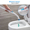 Toilet Brush with 1 Bag Disposable Cleaning Pads, Long Handle Wall Toilet Bowl Clean System Replacement Wand Scrubber Starter Kit Replaceable Versatile Cleaner Bathroom Concentrated Detergent
