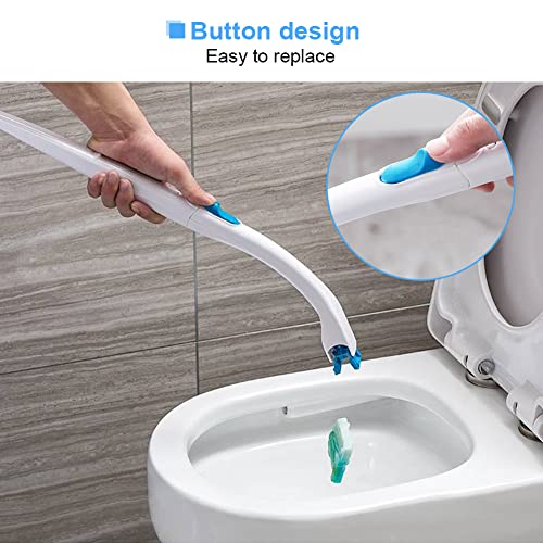 Toilet Brush with 1 Bag Disposable Cleaning Pads, Long Handle Wall Toilet Bowl Clean System Replacement Wand Scrubber Starter Kit Replaceable Versatile Cleaner Bathroom Concentrated Detergent