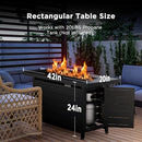 Ciays 42 Inch Propane Fire Pit, 60,000 BTU Steel Gas Fire Pit Table for Outside with Steel Lid and Lava Rock, 2 in 1 Fire Table Gatherings Parties on Patio Deck Garden Backyard, Black
