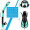 ZEEPORTE Mask Fin Snorkel Set with Adult Snorkeling Gear, Panoramic View Diving Mask, Trek Fin, Dry Top Snorkel +Travel Bags, Diving Package for Lap Swimming