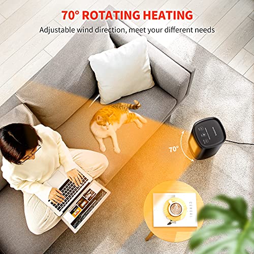 SmartDevil PTC Ceramic Heater with 70° Automatic Oscillation, 1500 W/800 W Electric Heaters with 3 Modes, Fan Heater with Overheating Protection, Quiet Heater for Room, Office