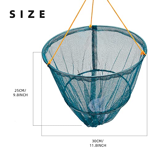 SF Portable Crab Drop Net with Net Bait Bag & Rope & Line Handle for Crabbing Catch Fish Prawn Crayfish Lobster (Set of 2, W30cm x H25cm)