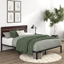 Zinus Queen Bed Frame, Figari Bamboo and Metal Industrial Bed Frame, Solid Wood, Bedroom Furniture, Brown