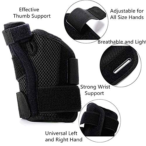 Thumb Spica Splint Wrist Stabilizer Support Brace For thumb Pain, Tendonitis, Arthritis & Sprains One Size Fits Most Fits Both Hands Unisex Black 1 Piece