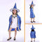 ZZX Wizard Cape Witch Cloak with Hat, Halloween Costume Props for Kids Cosplay Party (Blue)