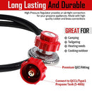 GasOne 2109-RED 4 ft High Pressure 0-20 PSI Adjustable Regulator with Red QCC-1 Type Hose-Works with Newer U.S. Propane Tanks