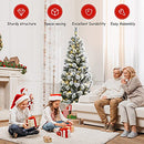 Costway 1.8M/6 ft Pre-lit Snow Flocked Christmas Tree with 9 Lighting Modes and Color Changing LED Lights, Artificial Xmas Hinged Tree with Remote Controller, Xmas Pine Tree Christmas Decoration for Home, Office, Party