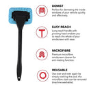 ZCPingNiao Car Windscreen Cleaner 2 Reusable and Washable Microfiber Pads, Windshield Cleaning Tool with Detachable Handle Auto Inside Glass Wiper for Fog & Moisture Removal (Random Color
