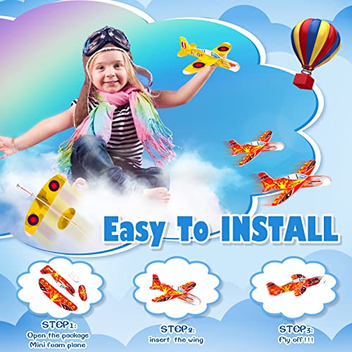 100 Pack Foam Glider Planes for Kids, 4" Mini Airplane Toy Bulk Easy Throwing Planes Flying Games Toy for Birthday Party Favors, Boys Girls Valentines Gifts, Classroom Prizes, Carnival Prizes