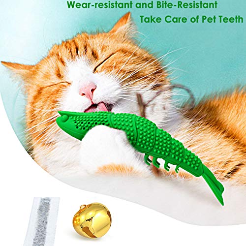 AUTOWT Cat Chew Toys, Interactive Cat Toothbrush with Bell Catnip Chew Treat Toy Lobster Shape Refillable Pet Supplies Toy Cat Rubber Teeth Clean Chew Toy for Kitten Kitty Cats