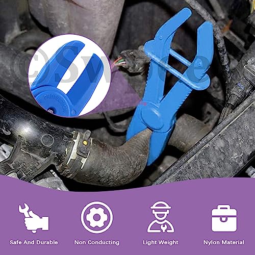 Swpeet 6Pcs Blue Line Clamps Flexible Hose Clamps Pliers Kit, Hose Pinch Off Pliers Set Line Clamps for Brake Hoses, Fuel Hoses, Coolant Hoses, Most Flexible 15mm, 20mm and 25mm Hoses Clamps