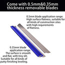 BHTOP Drywall Tools Skimming Blade with Extension Handle and Arc Scraper - 10", 16" & 24" Blades Extruded Aluminum 301 Stainless Steel Construction Tools End Caps, Wall-Board with 0.5mm&0.35mm Blue