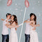 Silver Confetti Poppers 4 Pack | Confetti Cannon Party Poppers Confetti Shooter for Events Birthday Celebration | Bulk Streamer Blaster Cannon Star Launcher | Large Prank Package Gun Tube Stick