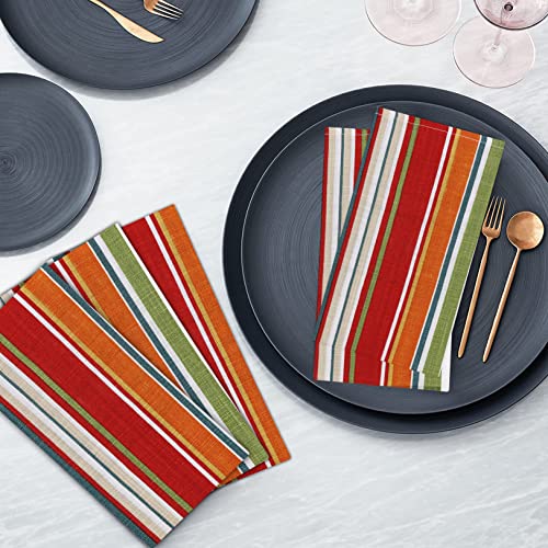 Ruvanti Cloth Napkins Set of 6 Cotton 100%, 18x18 Inches Napkins Cloth Washable, Soft, Absorbent. Cotton Napkins for Parties, Christmas, Thanksgiving, Weddings, Dinner Napkins Cloth - Multi Stripe