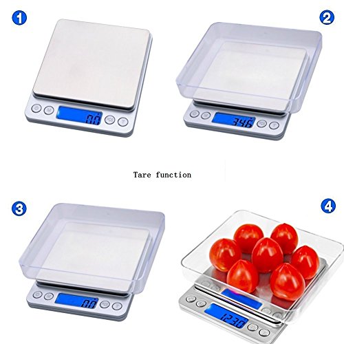 Leiking Digital Kitchen Scale, 500g 0.001oz/ 0.01g Pocket Cooking Scale, Mini Food Scale, Pro Electronic Jewelry Scale with Back-Lit LCD Display, Tare & PCS Functions, Stainless Steel