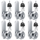 6pcs Cam Lock Same Key (Each Cam Lock Comes With 2 Same Keys), File Cabinet Cylinder Cam Lock, 5/8 Inch Keyed Cam Lock, For Security File Drawer Mailbox RV Camper Door Storage Toolbox Replacement Lock