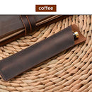 Leather Pencil Case Handmade Pens Holder Bevel Crazy Horse Pen Protective Sleeve Cover, Black