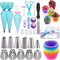 62Pcs Cake Decorating Supplies Kit for Beginners,Cake Piping Kit,Cookie Decorating Supplies Tools,Piping Icing Tips,Russian Nozzles with Piping Bags,Baking Supplies with 11Piping Tips（Random Piping）