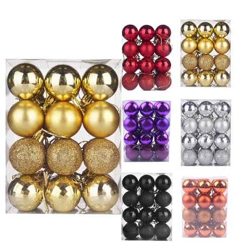 Christmas Decorations,24Pcs Christmas Ball Ornaments,ZANZER 40mm Christmas Tree Balls,Shatterproof Shiny and Glossy Christmas Hanging Balls for Holiday Wedding Party Decoration (Gold)