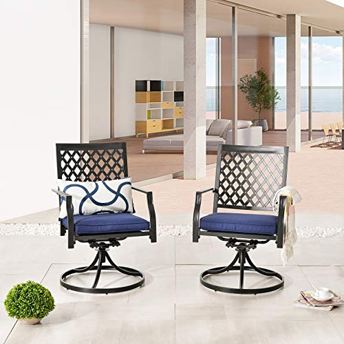 LOKATSE HOME Patio Swivel Rocker Chairs Furniture Metal Outdoor Dining Chairs with Cushion Set of 2