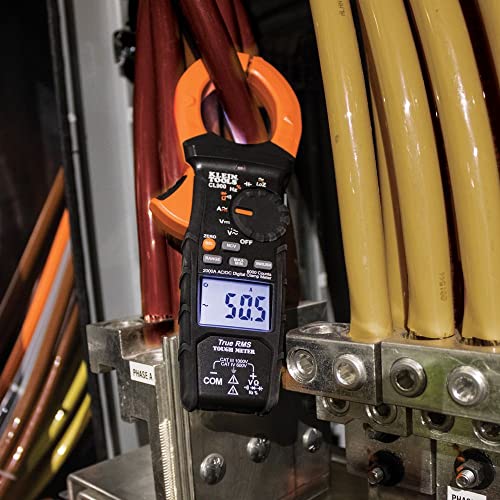 KLEIN TOOLS 2000A Ac/Dc TRMS Digital Clamp Meter, Black With Orange